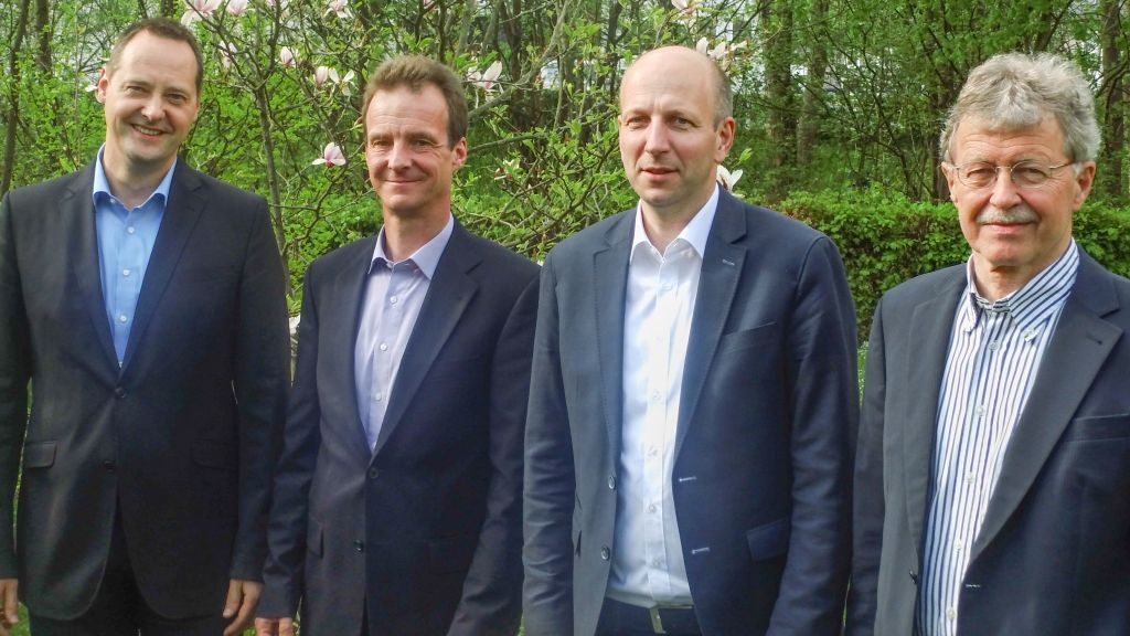 Die Bürgermeisterkandidaten von links: Peter Weber (Olpe),  Bernd Clemens (Wenden) und Ulrich Berghof (Drolshagen) trafen sich mit dem CDU-Kreisvorsitzenden und Landtagsabgeordneten Theo Kruse.