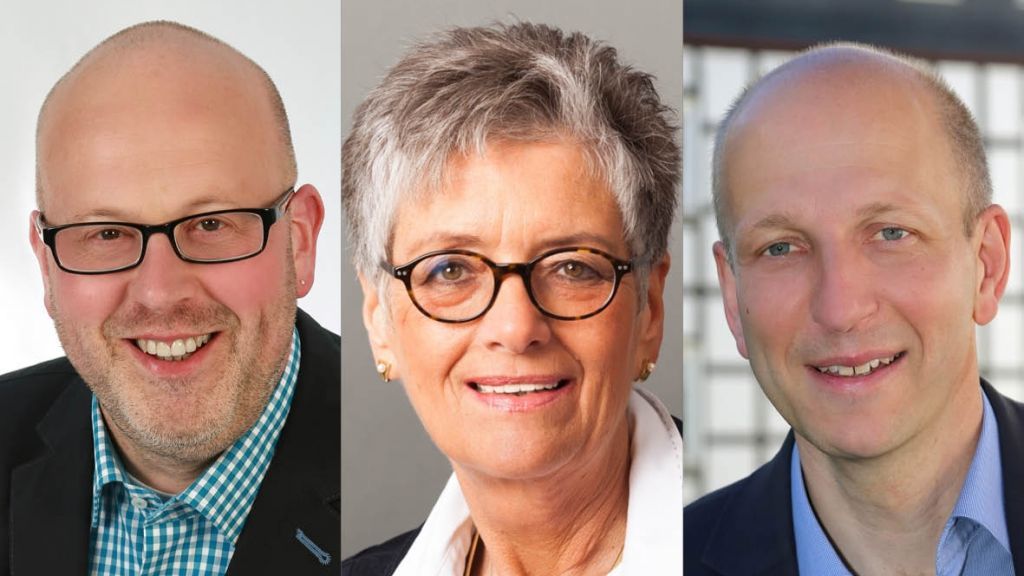 Die drei Drolshagener Bürgermeisterkandidaten - von links: Christoph Lütticke (unabhängig), Angelika König (SPD) und Uli Berghof (CDU).
