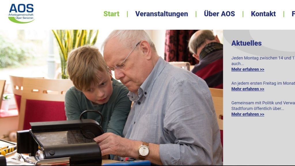 Die Arbeitsgemeinschaft Olper Senioren ist jetzt auch online erreichbar von Screenshot: AOS