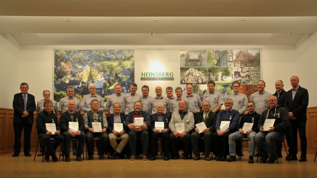 20 Jubilare sind bei der diesjährigen Generalversammlung des Schützenvereins Heinsberg geehrt worden. von privat