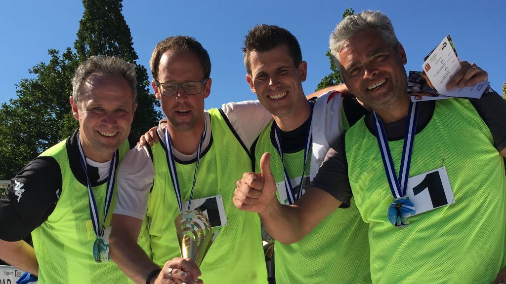 Die Gewinner des ersten Biathlons (v.l.): das Team Rathaus Wenden mit Thorsten Scheen, Tobias Stahl, Markus Hohmann und Matthias Kruse. von Gemeinde Wenden