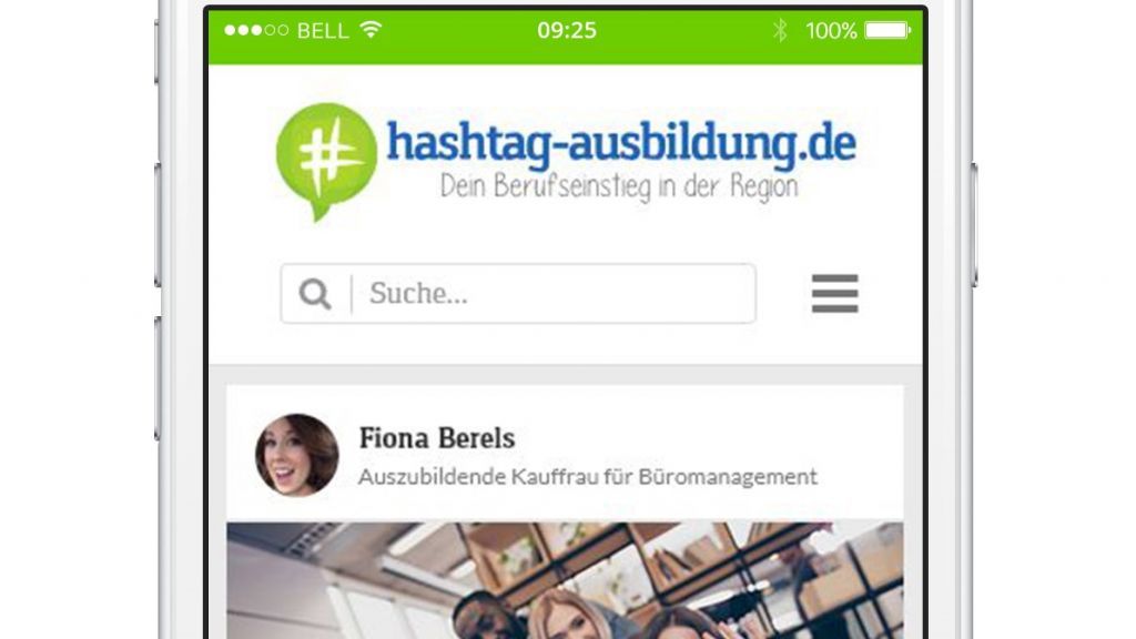 Smartphone-Ansicht des neuen Online-Portals hashtag-ausbildung.de. von IHK Siegen