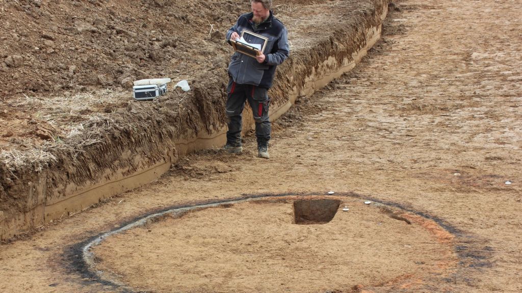 Der kreisrunde Befund des Ofens gibt zur Zeit noch Rätsel auf. von LWL
