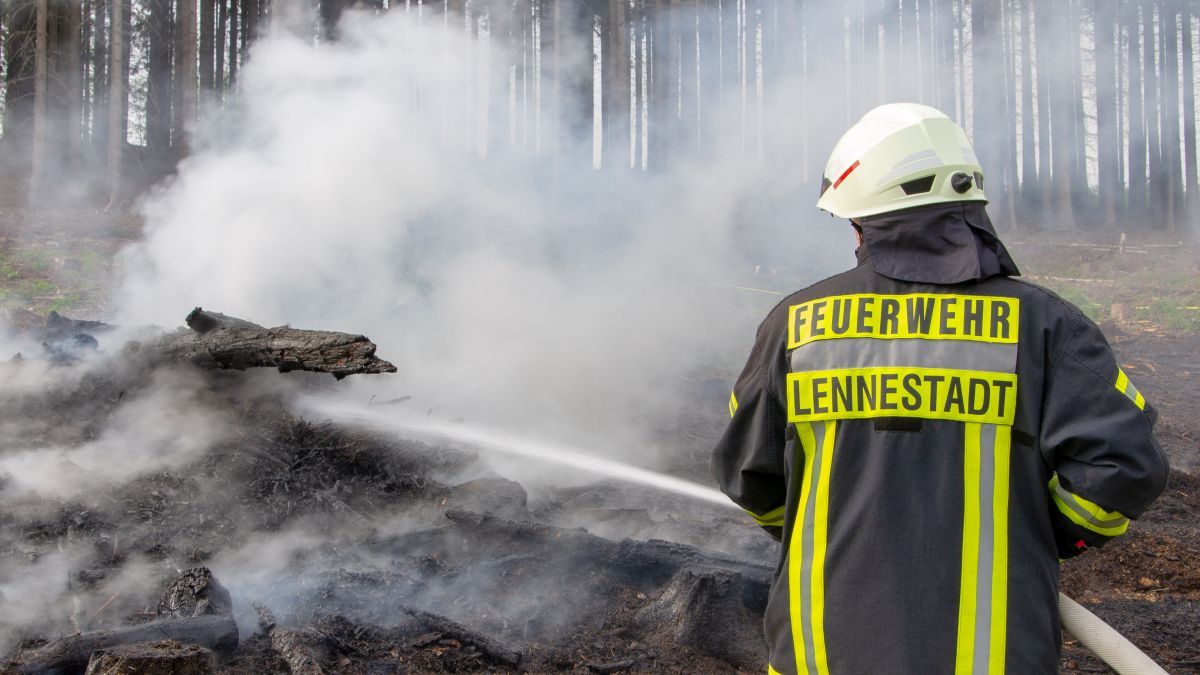Einen Brand in unmittelbarer Nähe zum Wald löschte die Feuerwehr in Halberbracht. von s: Nils Dinkel