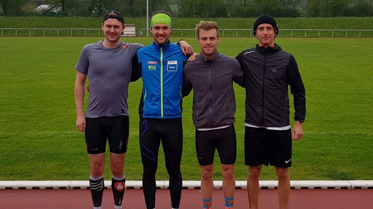 Die 2019er Triathlon-Herrenligamannschaft des TV Attendorn (v.l.): Lukas Scholl, Ben Selter, Marvin Griese und Jolla Hesener. von privat