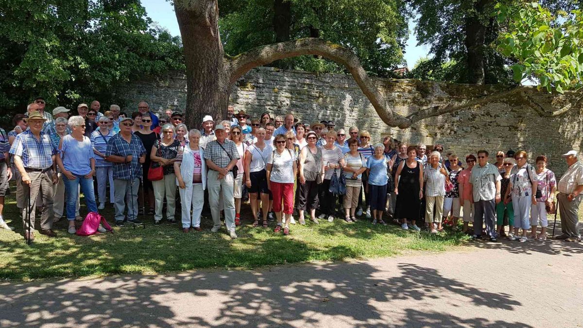 Die Reisegruppe des VdK-Ortsverbands Wenden an der Stadtmauer von Soest. von privat