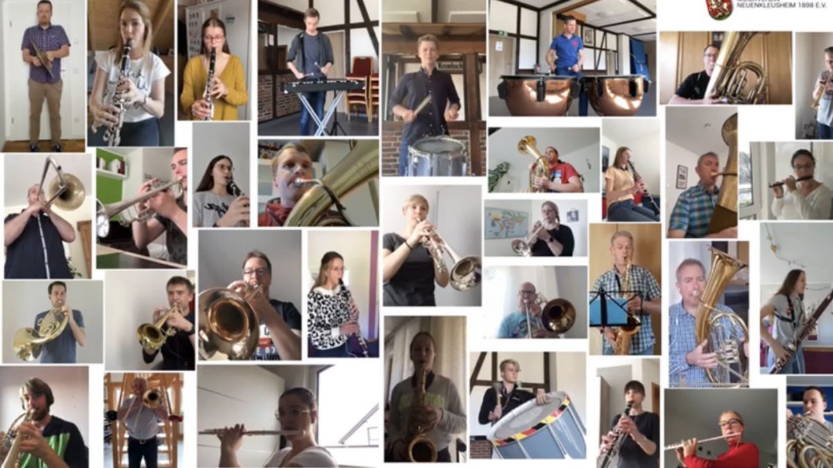 Die Musiker des Musikvereins Neuenkleusheim musizieren zu Hause. von privat
