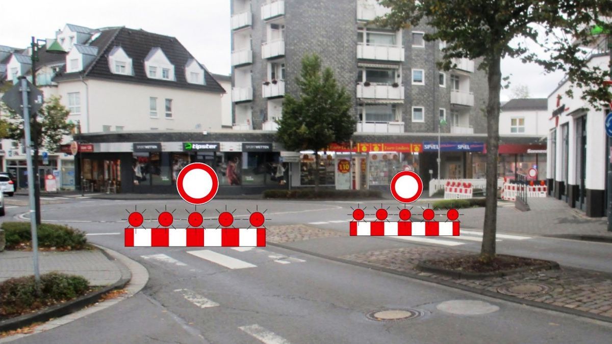 Ab Montag, 12. Oktober, wird der Kreisverkehr in der Martinsstraße gesperrt. von montage: Stadt Olpe
