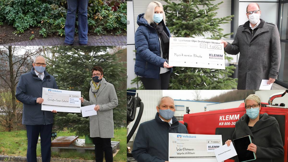 Eine Collage der Spendenempfänger der vorweihnachtlichen Spendenvergabe von Klemm Bohrtechnik und Klemm-Stiftung. von privat