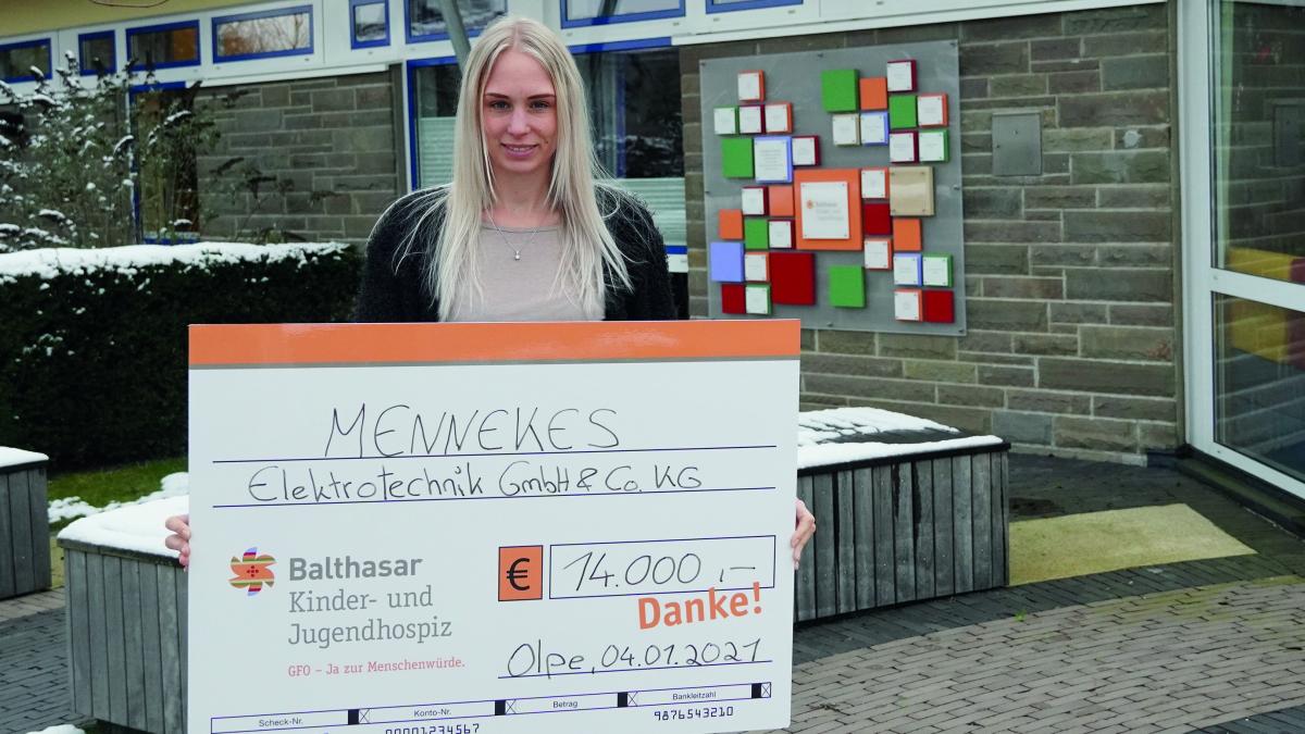 Mennekes spendete jetzt 14.000 Euro an das Kinder- und Jugendhospiz Balthasar in Olpe.  von privat