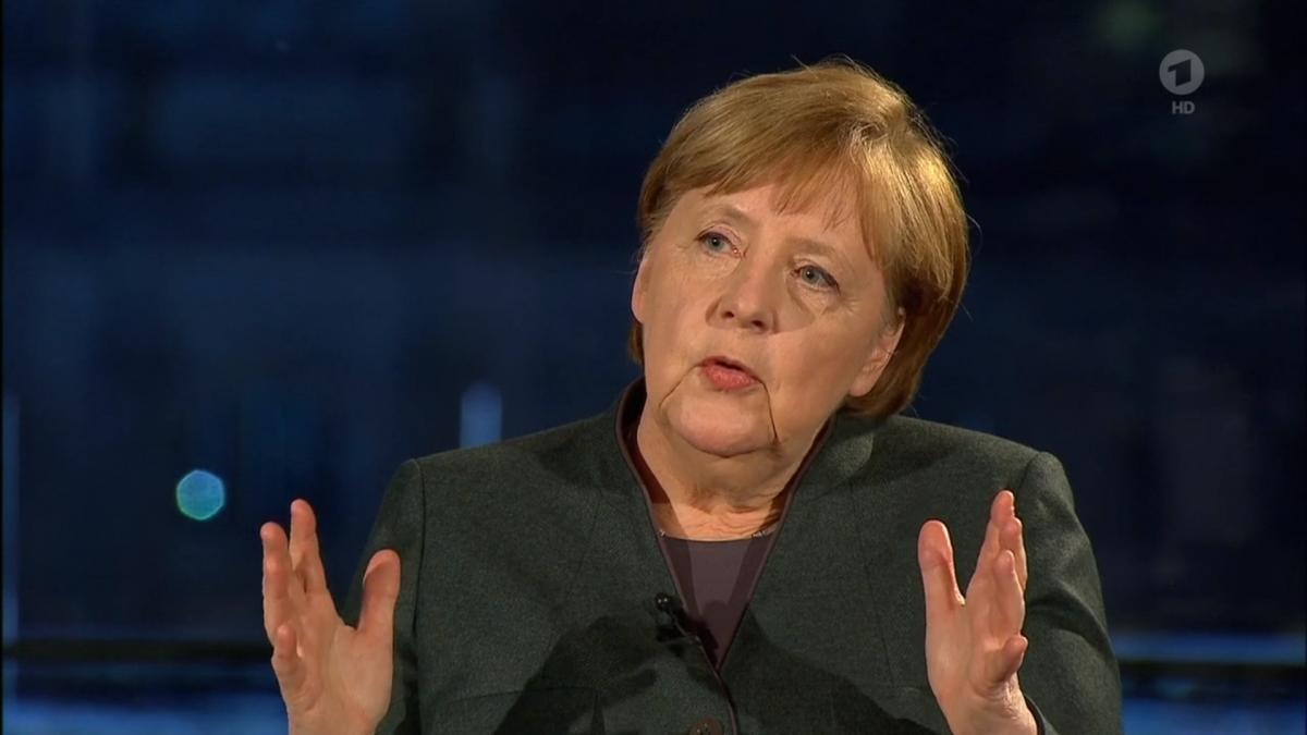 Bundeskanzlerin Angela Merkel am 2. Februar 2021 im ARD-Interview. von ARD