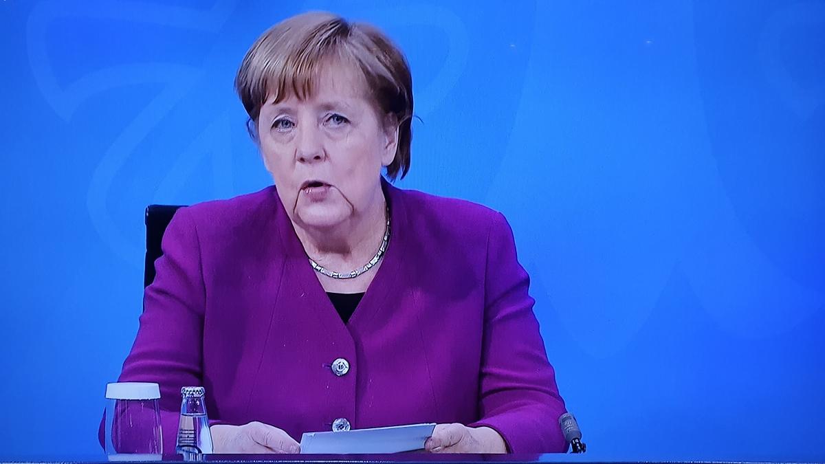 Bundeskanzlerin Angela Merkel bei der PK nach der Bund-Länder-Konferenz am 3. März 2021. von Screenshot: RTL