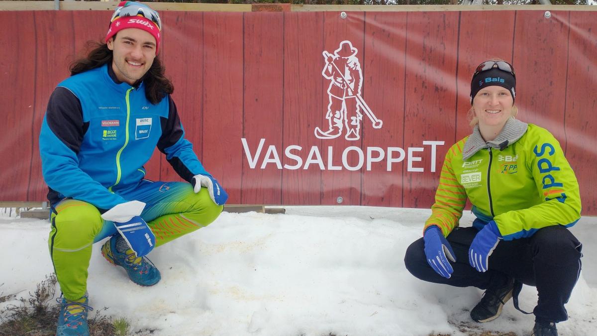 Benjamin Selter und Melina Schöttes beim Vasalauf in Schweden. von privat
