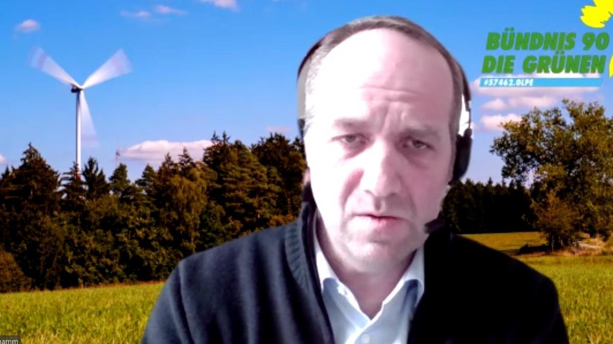 Holger Thamm aus Olpe, hier bei der Video-PK, ist designierter Bundestagskandidat der Grünen. von privat
