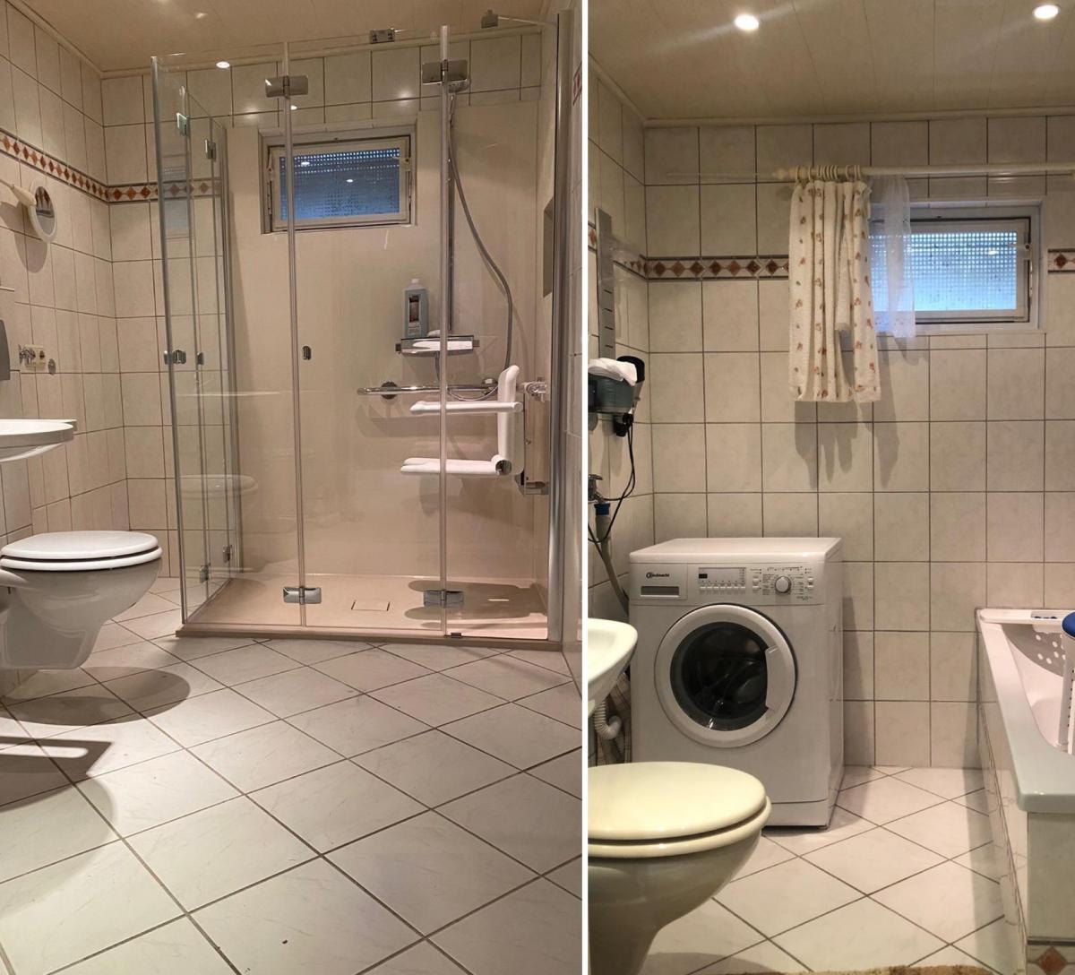 Die Badewanne (rechtes Foto) hat einer modernen altersgerechten Dusche Platz gemacht. von privat