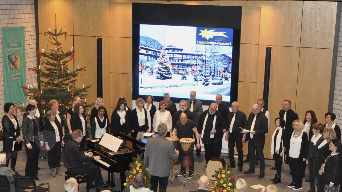 Der Chor „Just for fun“ bei einem Auftritt im Rathaus in Altenhundem. von privat