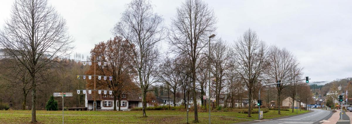 Der Langeneier Park befindet sich an der Fredeburger Straße (B 236). Hier soll ein Komplex aus mehreren Wohngebäuden und einer Lagerhalle entstehen. von Nils Dinkel