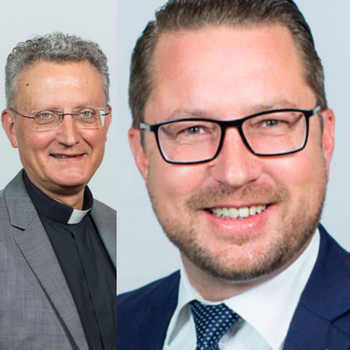 Domprobst Monsignore Joachim Göbel (links) und Frank Rosenberger, Bereichsleiter Personal und Verwaltung, kamen persönlich von Paderborn nach Attendorn, um die Schließung des Collegium Bernardinum mitzuteilen. von Erzbistum Paderborn