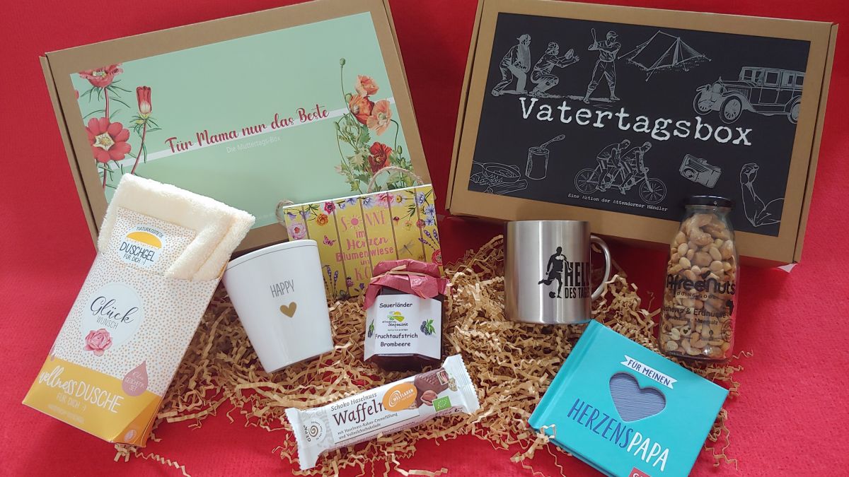 Hier ein Beispiel für eine Vatertagsbox. Diese ist gefüllt mit ausgewählten und hochwertigen Produkten des örtlichen Handels. von Hansestadt Attendorn