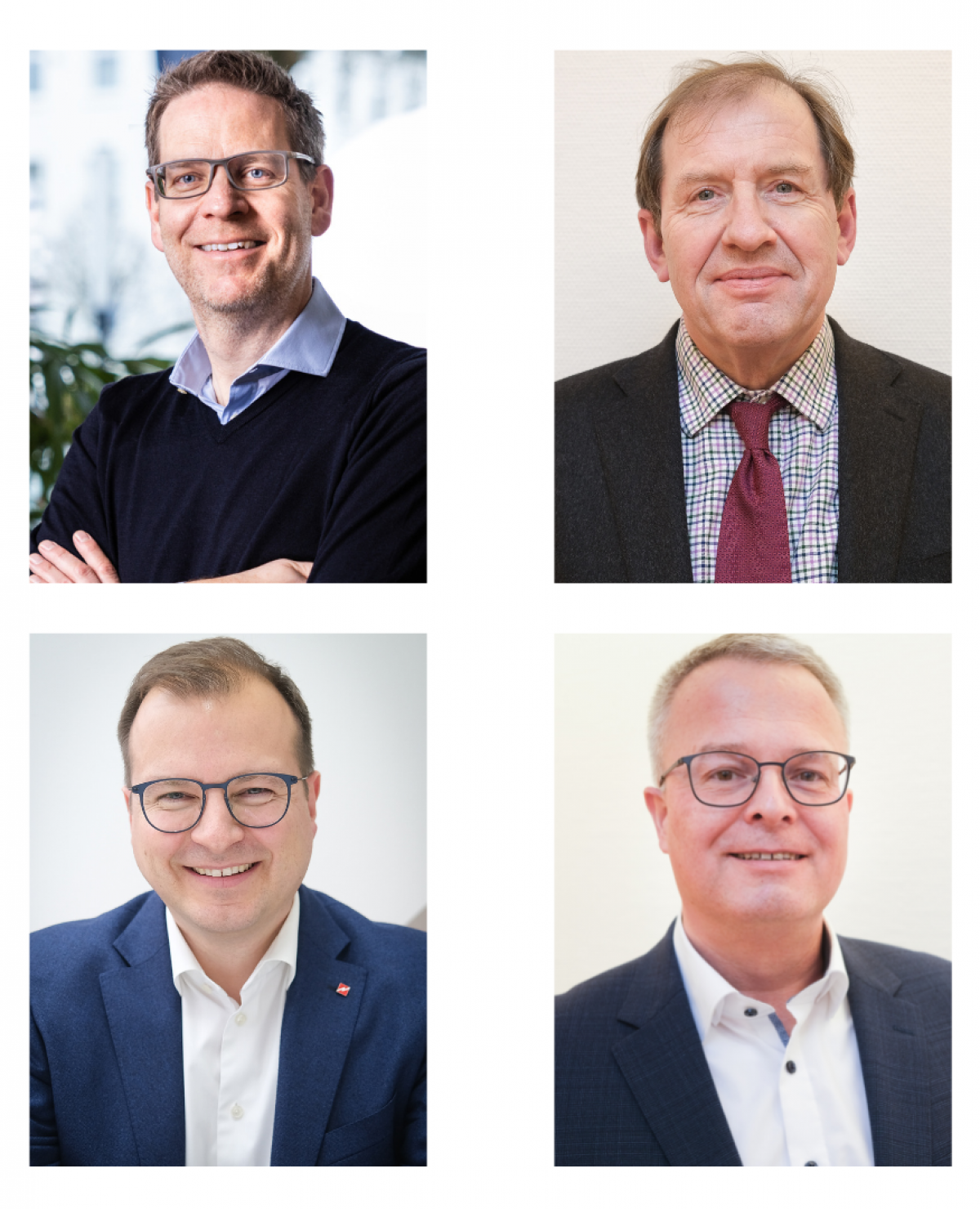Die Vizepräsidenten der IHK Siegen: Mark Georg, Christian F. Kocherscheidt, Christopher Mennekes und Jost Schneider (von oben links nach unten rechts). von IHK Siegen