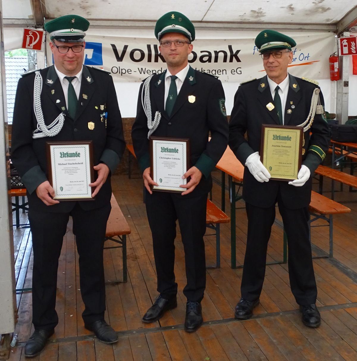 Michael Stachelscheid, Christopher Lütticke und Joachim Tomasetti wurden mit SSB-Orden geehrt. von privat