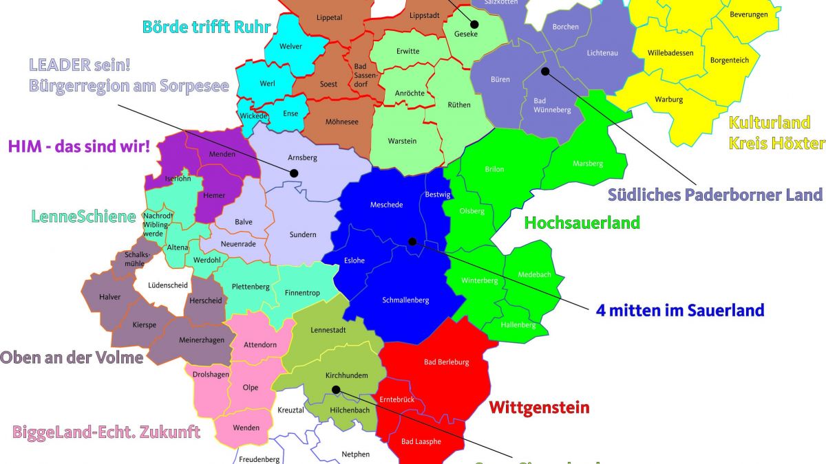 Die Leader Regionen in Südwestfalen. von privat