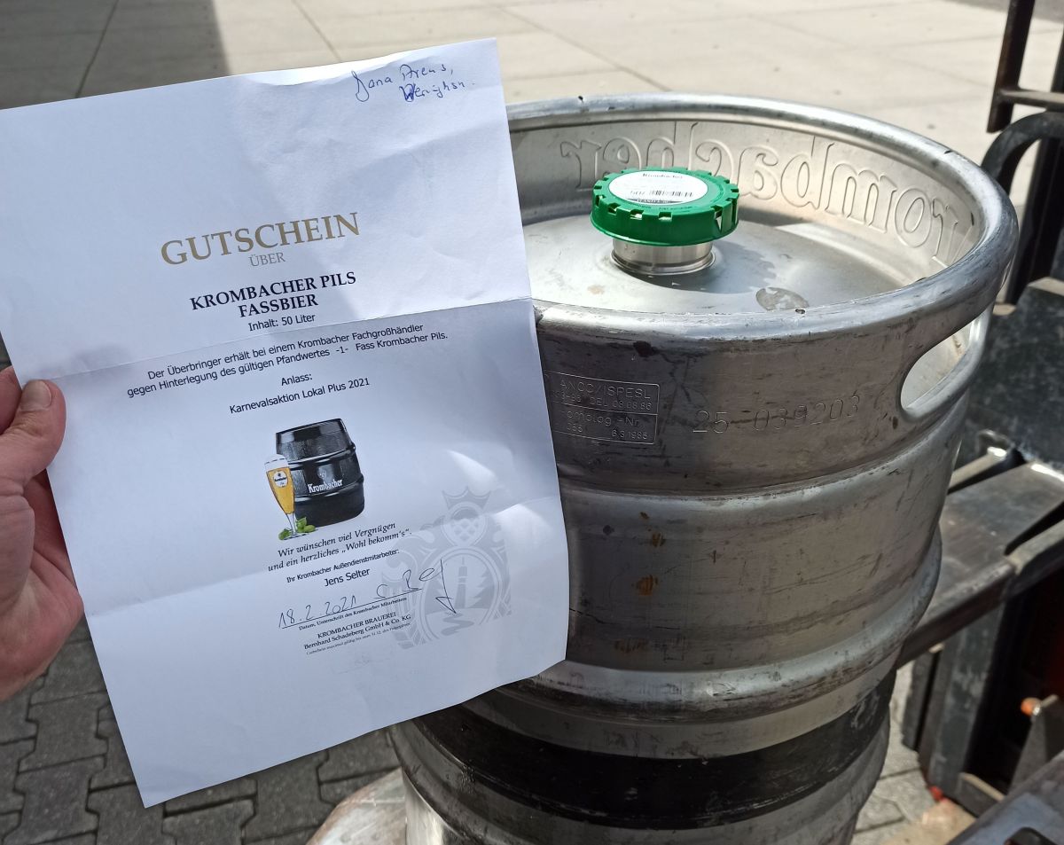 Der Gewinner-Gutschein und das 50 Liter-Fass. von privat