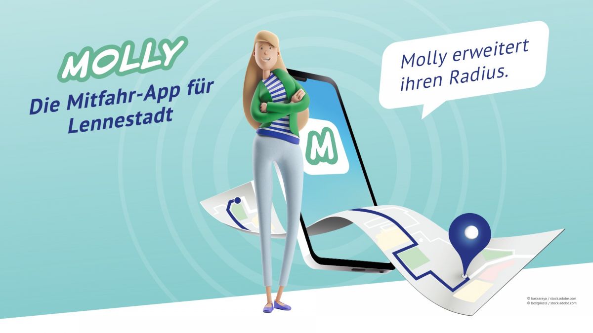 Die Mitfahr-App Molly erweitert ihren Radius. von privat