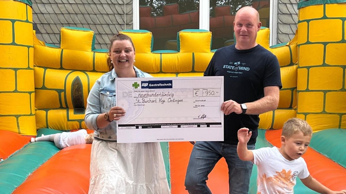 Der Kindergarten Oedingen erhielt eine Spende in Höhe von 950 Euro. Der Erlös stammt aus einer Stadtfest-Aktion. von privat