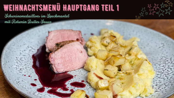 Schweinemedaillons im Speckmantel mit Rotwein-Butter-Sauce: Ein wunderbarer Hauptgang für...