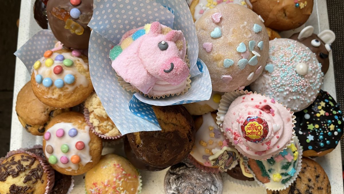 Zahlreiche bunte, selbstgebackene Muffins wurden zugunsten der Erdbebenopfer in der Türkei und in Syrien an der Sonnenschule verkauft. von privat