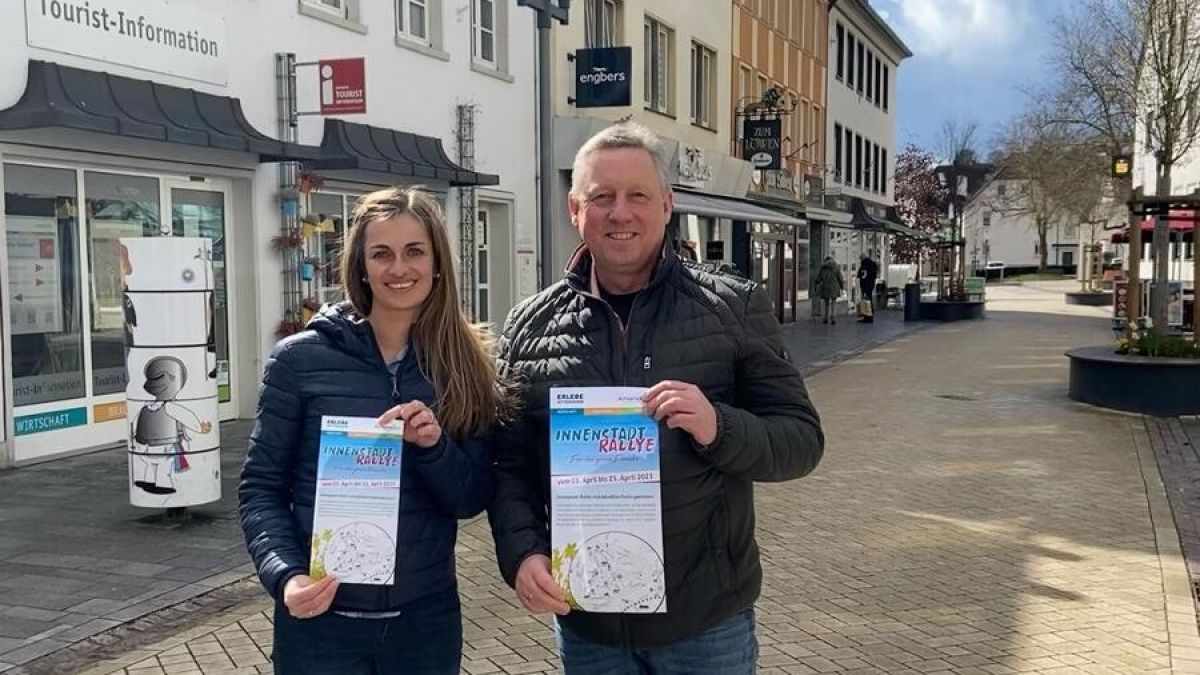 Kristin Meyer, Amtsleiterin für Wirtschaftsförderung, Stadtmarketing und Tourismus der Hansestadt Attendorn, und Martin Pursian, Vorsitzender der Werbegemeinschaft Attendorn, freuen sich auf die Aktion. von privat