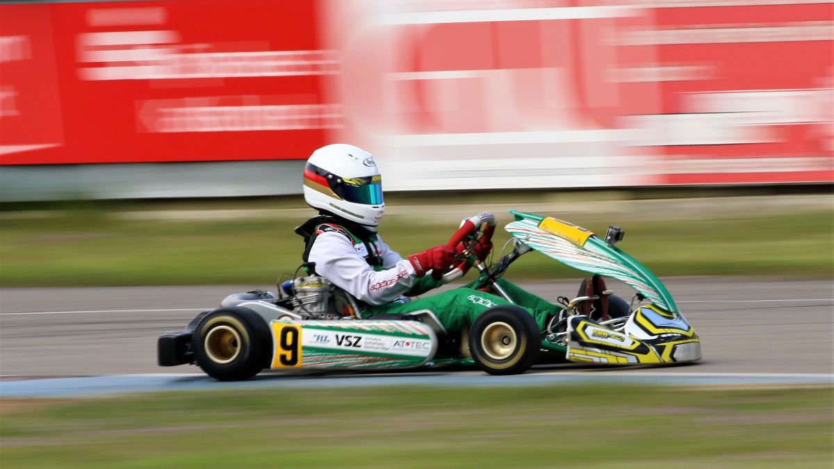 Noah Beckmann vom Olper AC war beim zweiten Lauf des Westdeutschen ADAC Kart Cups in Liedolsheim erfolgreich. von privat