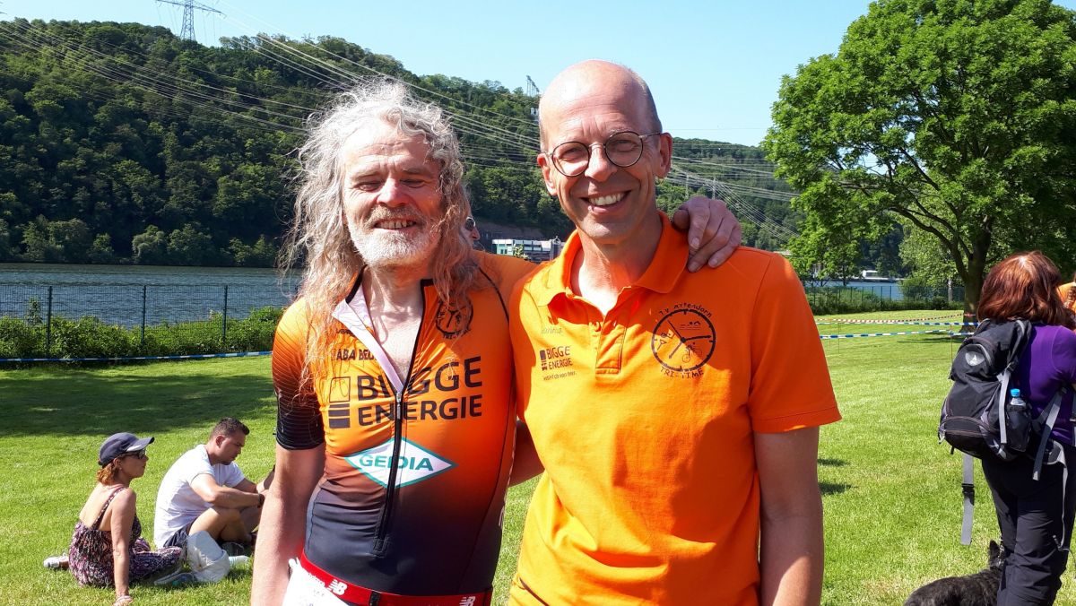 Ernst Klein (links) und Ulrich Arning beim Triathlon in Hagen 2023
TV Attendorn von privat