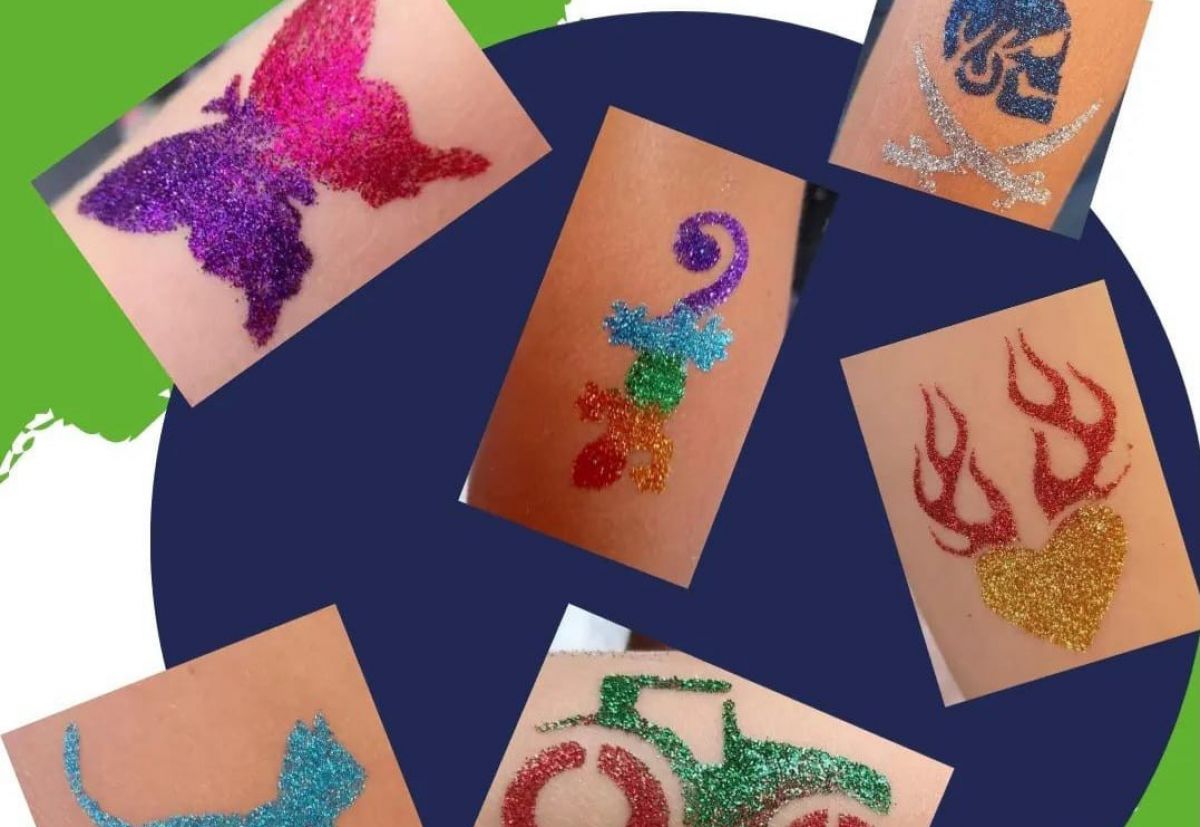 Der Ambulante Kinder- und Jugendhospizdienst Olpe malt in Heid bunte Glitzertattoos. von AKHD Olpe