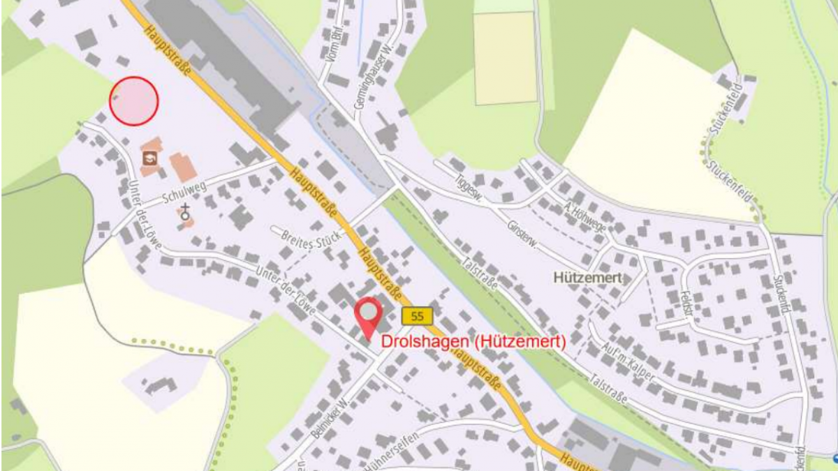 Auf dem durch einen roten Punkt markierten Grundstück soll das Wohnheim entstehen. von tim-online