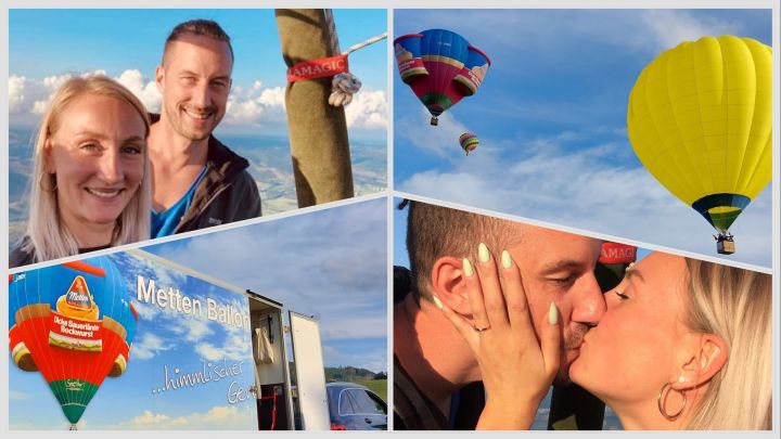Im Heißluftballon von Metten machte Sebastian Uhlen aus Warstein seiner Freundin einen Antrag.