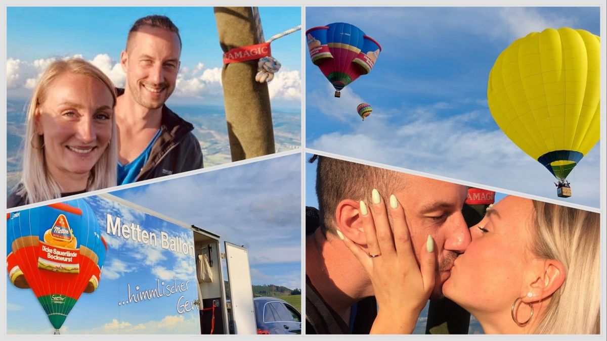Im Heißluftballon von Metten machte Sebastian Uhlen aus Warstein seiner Freundin einen Antrag. von Metten