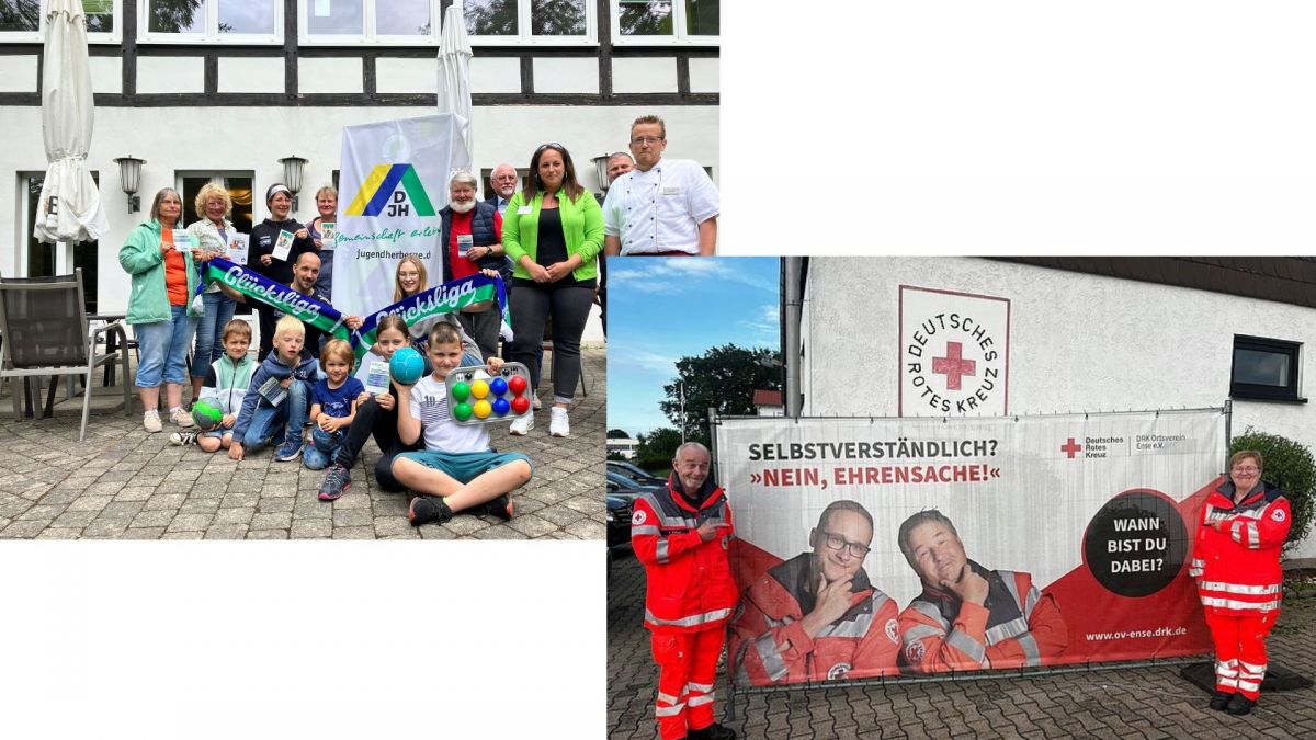 Zwei Initiativen aus Südwestfalen sind für den Deutschen Engagementpreis nomiert: Die „Glückskinder“ des TV Arnsberg (links) und eine Kampagne des DRK Ense (rechts). von Stadt Arnsberg, Juliana Thiele