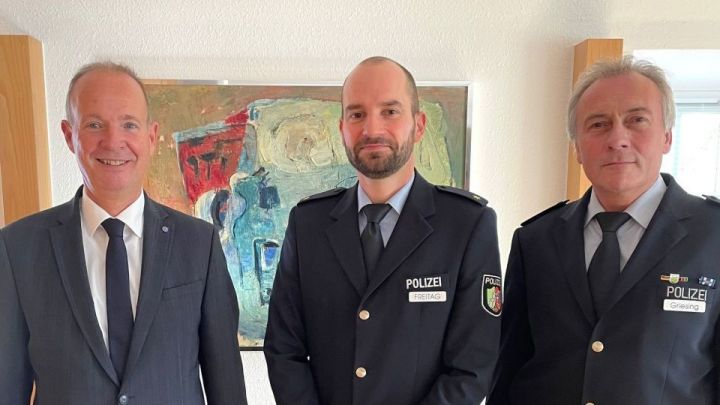Landrat Theo Melcher, Polizeirat Matthias Freitag und Polizeidirektor Jürgen Griesing (von links).