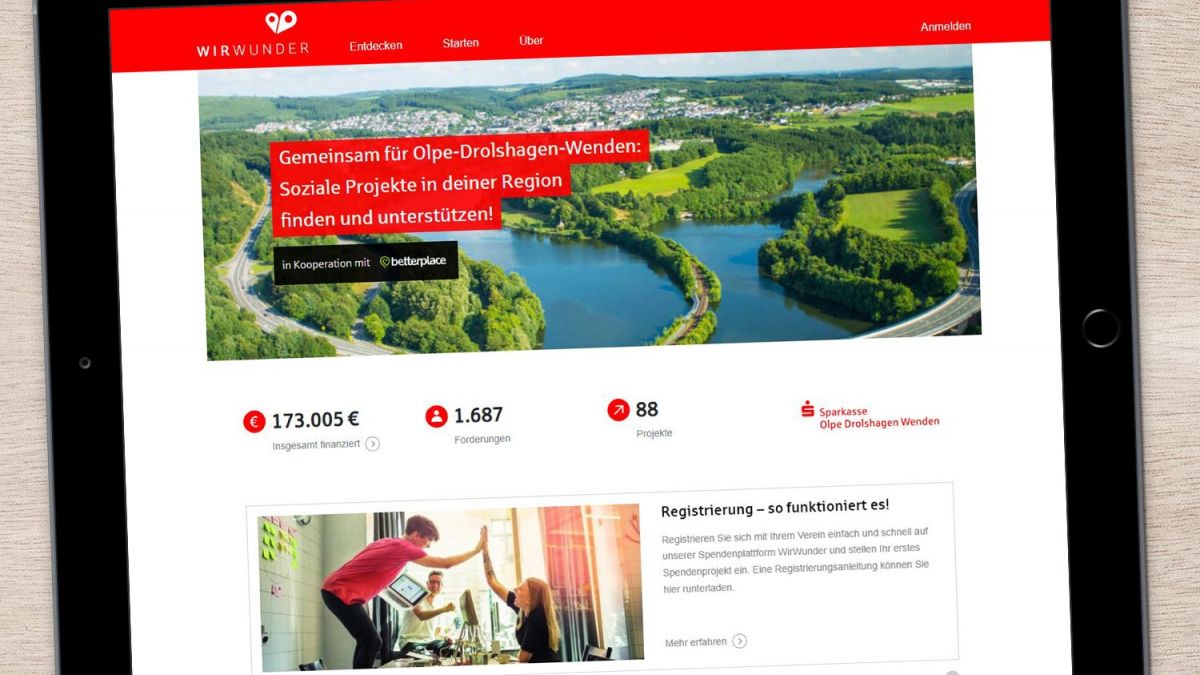 Als vierte Aktion in diesem Jahr findet ein „Spendenmarathon“ im regionalen Sparkassen-Spendenportal wirwunder.de/olpe-drolshagen-wenden vom 1. bis 24. Dezember statt. von Sparkasse ODW