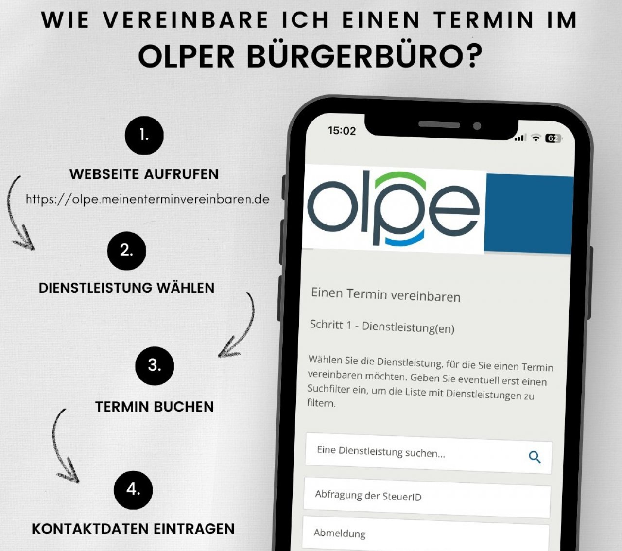 So läuft künftig die Terminvereinbarung. von Kreisstadt Olpe