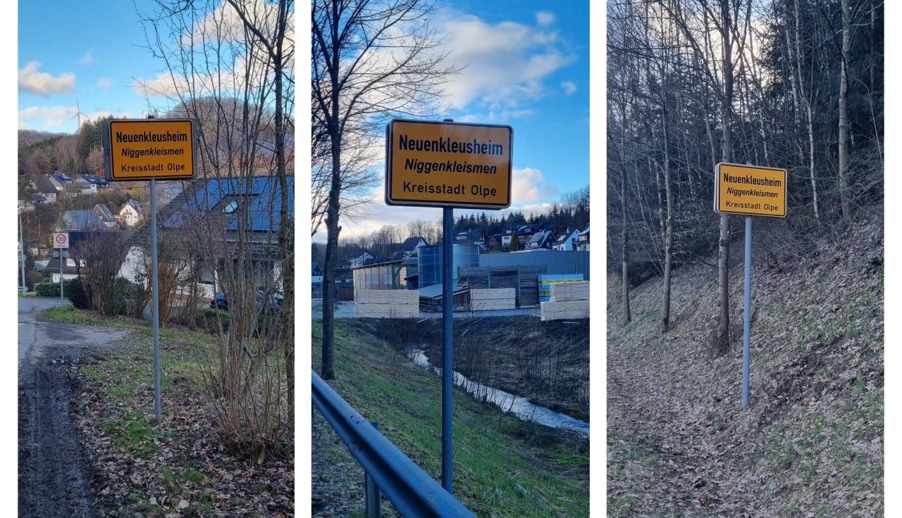 Neue Schilder gibt es in Neuenkleusheim jetzt an allen drei Ortseingängen. von privat