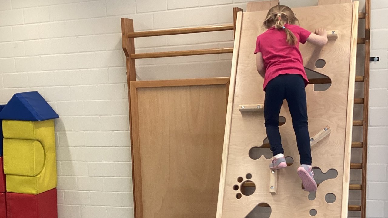 Die Kinder des Kindergartens Meggen freuen sich über eine neue Kletterwand. von privat