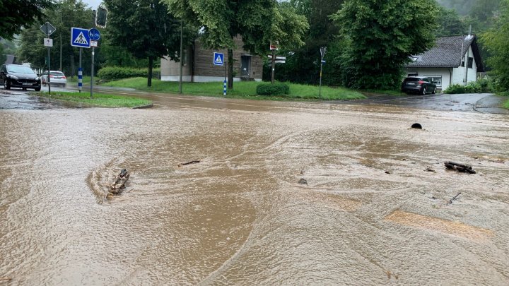 Archivfoto: Das Hochwasser nach Starkregen am 14. Juli 2021 in Langenei.