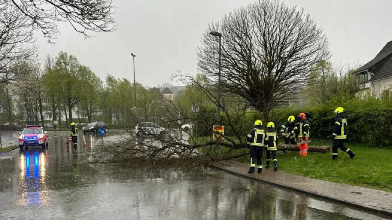 In Wenden stürzte ein Baum auf den Peter-Dassis-Ring. von Feuerwehr Wenden