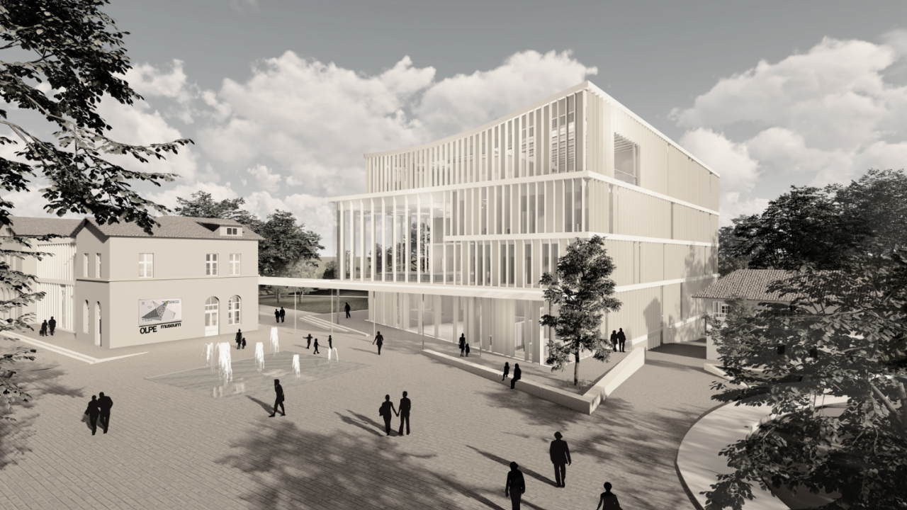 Planungsansicht des zukünftigen Olper Stadtmuseums und des geplanten Bürgerhauses. von BKS Architekten GmbH