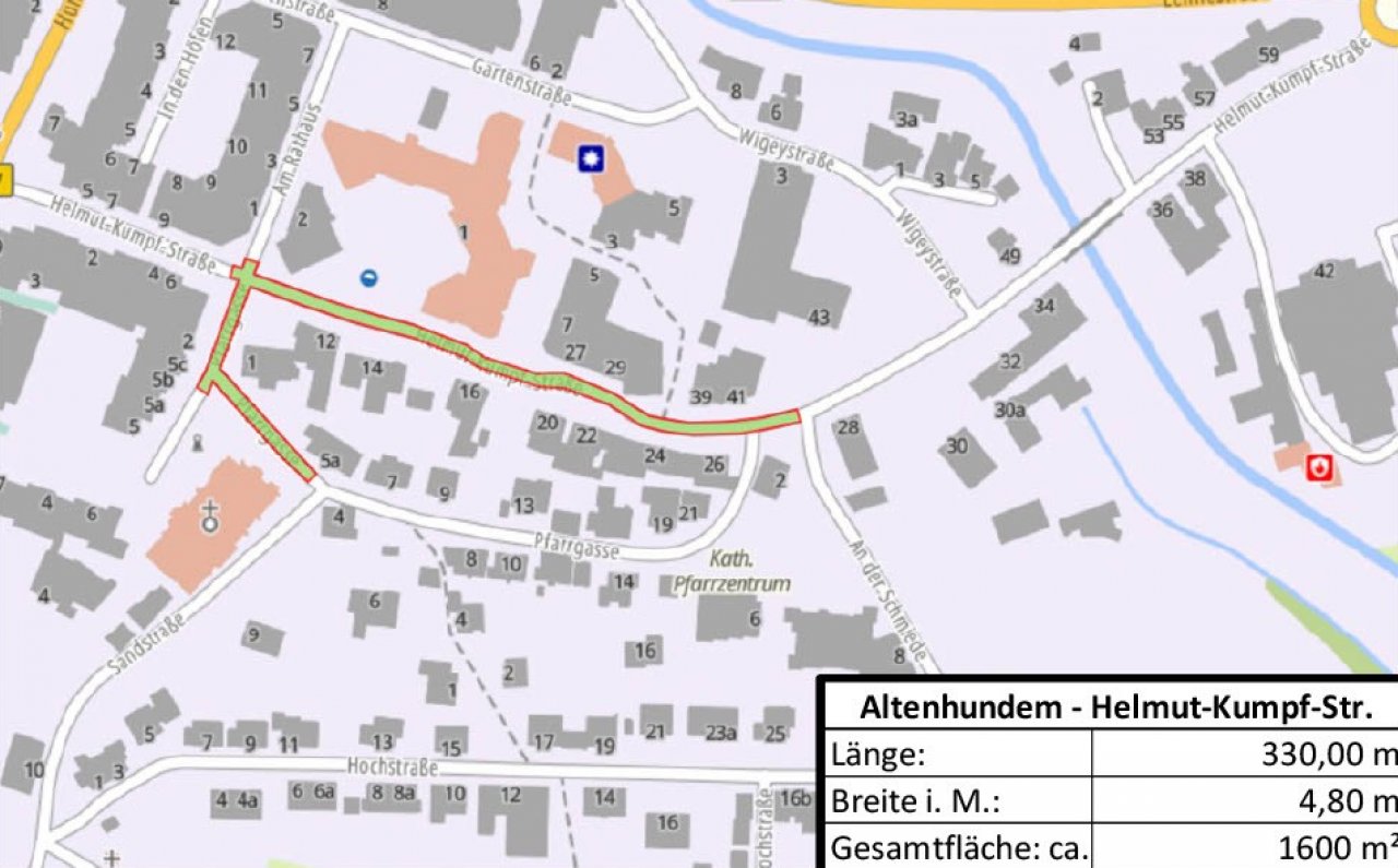 Der Lageplan zeigt die Fläche, deren Oberfläche saniert wird. von Vorlage Stadt Lennestadt
