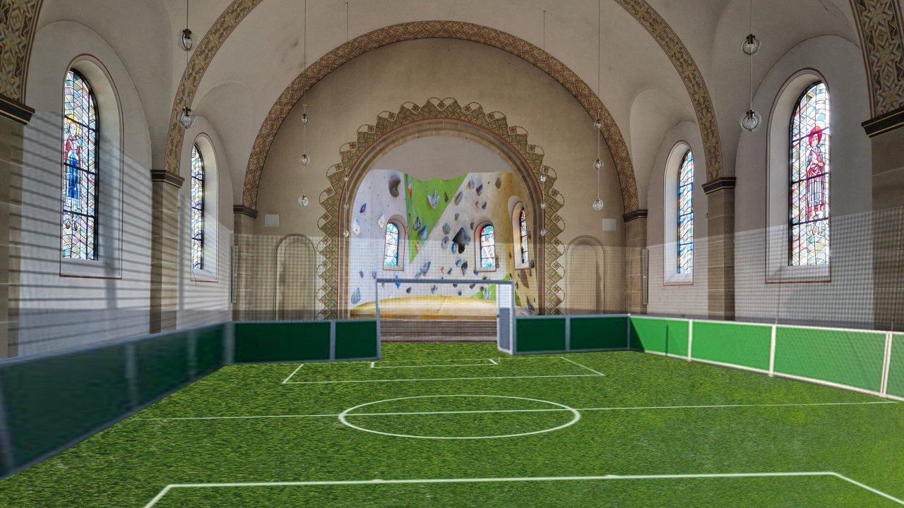 Die Lenne Kirche möchte aus der ehemaligen katholischen Kirche St. Joseph eine Sportkirche machen. von Lenne Kirche