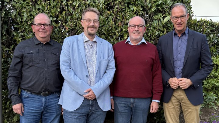 Nach der Nominierung (v.l.): Markus Bröcher, Kandidat Tobias Schulte, Bernd Willmes und Jochen...
